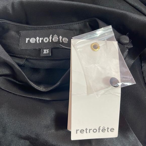 Retrofete Sab Halterneck Ruched High Slit Black Maxi Gown Size XS - Picture 10 of 11